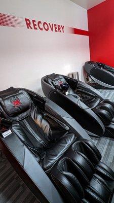 Massage chairs in the Recovery Room