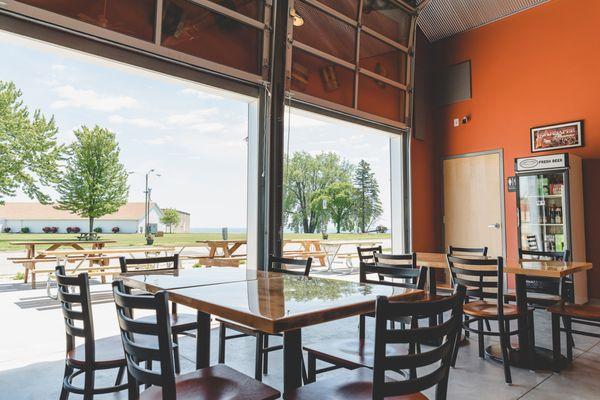 Enjoy the comforts of indoors and outdoors while at the taproom on seasonable days!