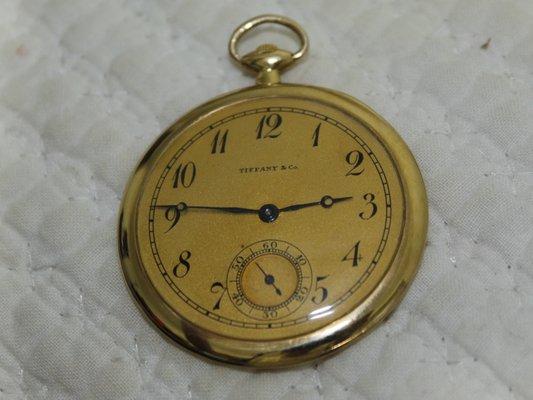 18k solid gold early 1900S Tiffany & Co. pockest with signed Tiffany movement