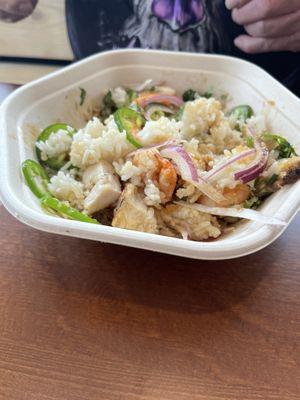 Shrimp pomegranate bowl. Delicious!