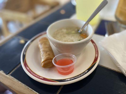 Spring Roll with Rice Soup