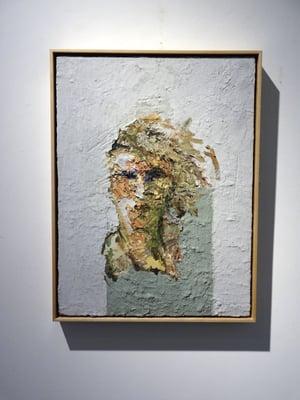 John Goodman, Head #1, 2016, oil and wax on board, 24 x 18 inches