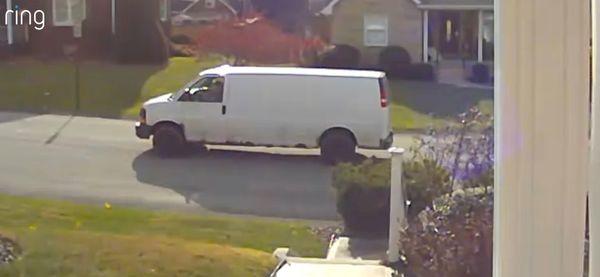 And here was today's delivery van. I'm sure all my neighbors feel very safe, seeing vans like this drive around slowly on the street.