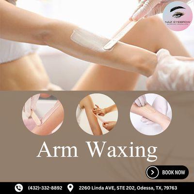 Arm waxing service's available at Naz Eyebrow Threading.