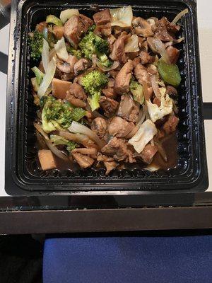 Cabbage, mushroom, broccoli, bourbon, chicken