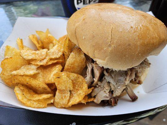 Pulled pork & chips.