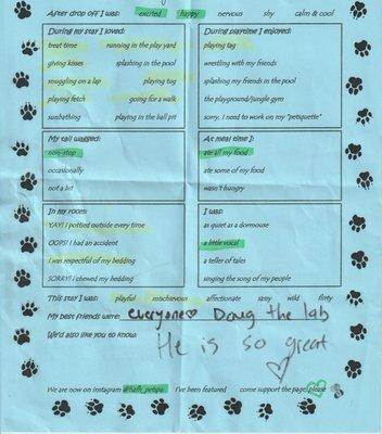 Pet "Report Card"