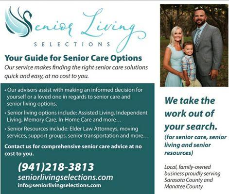 Assisted Living, Memory care, independent living, and care at home.