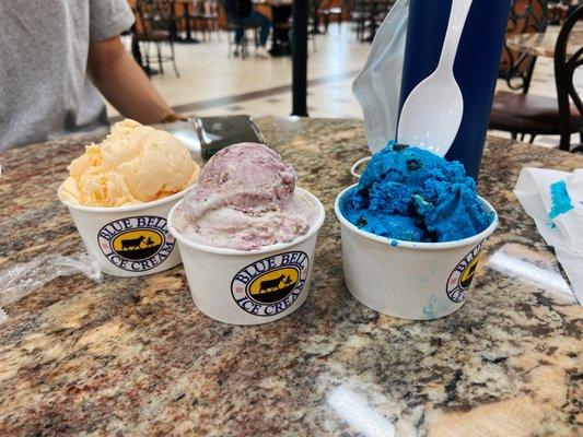 Peachy peach, southern blackberry cobbler, blue monster