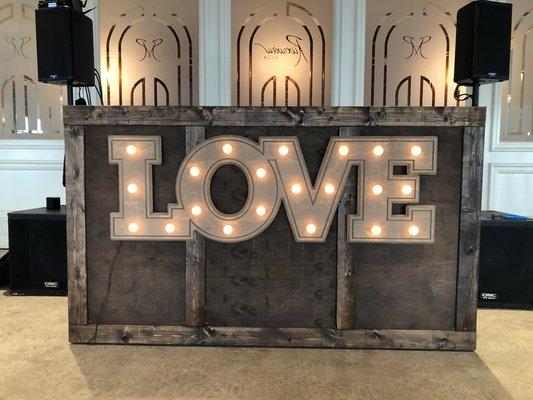 Custom LOVE bar by Firefly Ambiance!