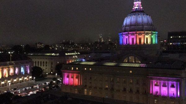 Pride lights from the roof