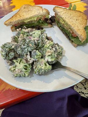 BLT Sandwich with Broccoli Raisin Salad