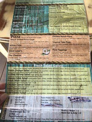 Menu as of August 2017