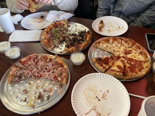 Different types of delicious pizza galore!