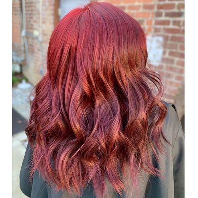 Red on natural virgin hair