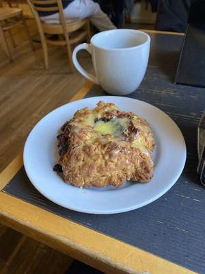 Blackberry, lemon curd scone