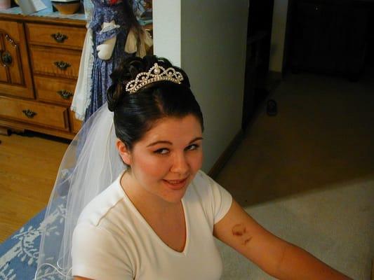 Trial - Hair & Makeup w/ veil & headpiece placement (much better I thought than day-of).