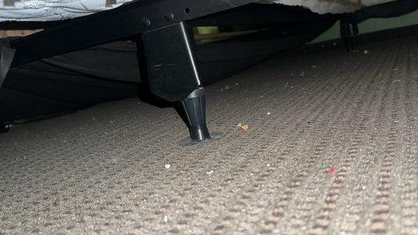 Under bed unclean.