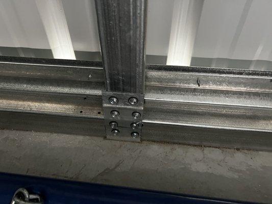 Scrap metal brackets used instead of L brackets