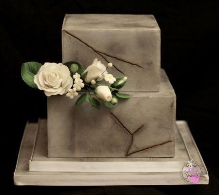 Concrete Cake With Sugar Rose Spray