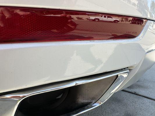 Exhaust damages pushed in and dented