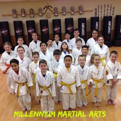 Millennium Martial Arts Beginner and Intermediate students that were promoted to new belt ranks in January 2016!