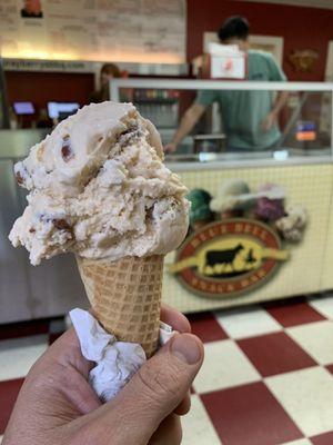 Single scoop of butter pecan ice cream