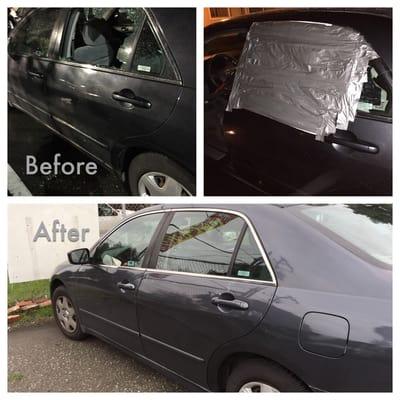 Before an after effect of amazing work from Express Auto Glass