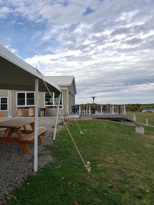 Taproom and nearby covered seating area