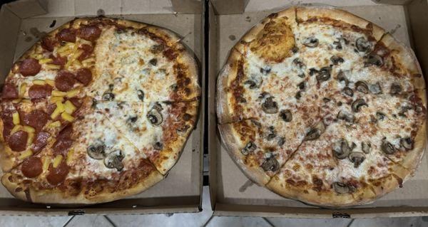 (2) 14" inch pizzas for $50 dollars. Crazy town