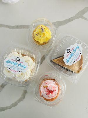 Tres Leches Cake (Delicious), Lemon Cupcake, Chocoflan (Delicious), Strawberry Cupcake