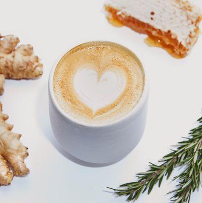 Rosemary honey ginger latte available now for a limited time!