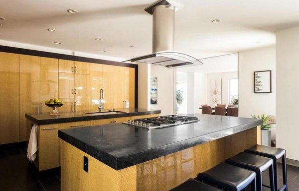 Black Marble Slabs Installed in Kitchen Island and Countertops2