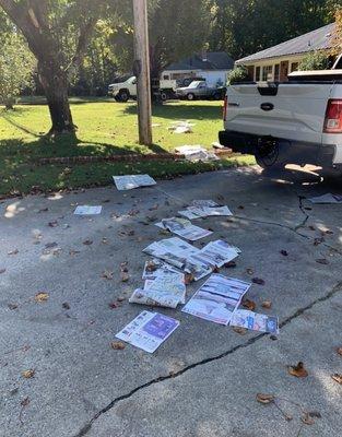 Charlotte Observer covering my yard in newspapers because I cancelled my subscription and have told them repeatedly to stop harassing me.