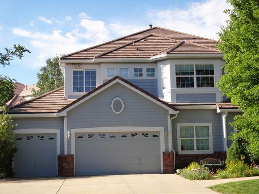 New tile roof by Gorilla Roof.  "Boral Saxony Slate Class 4.  Color: Western Trail."