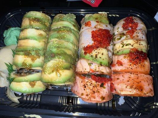 green dragon roll & sunset roll