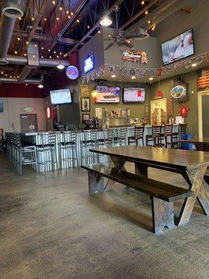 Bar area with televisions galore