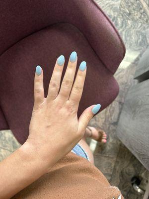 The nails Exactly the way I like them. The shape, length and color and texture. Everything!