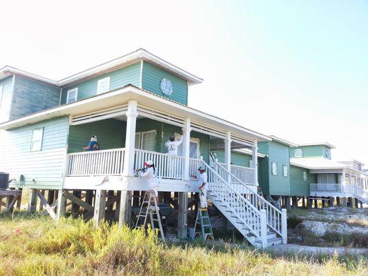 Our crew of painter in action. Exterior Painting, Gulf Shores. AL.