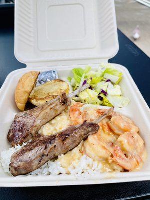 Lamb and garlic shrimp combo