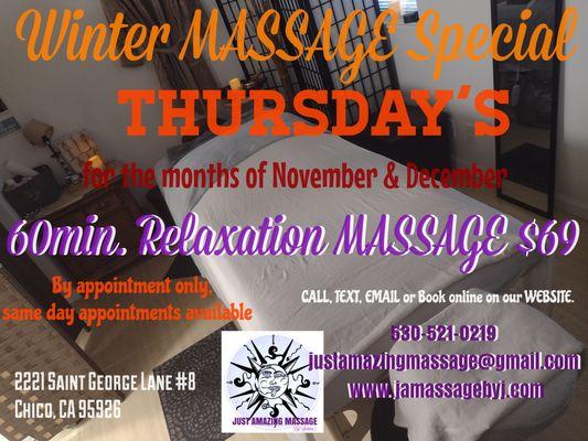 Winter Massage Special Thursday discount day