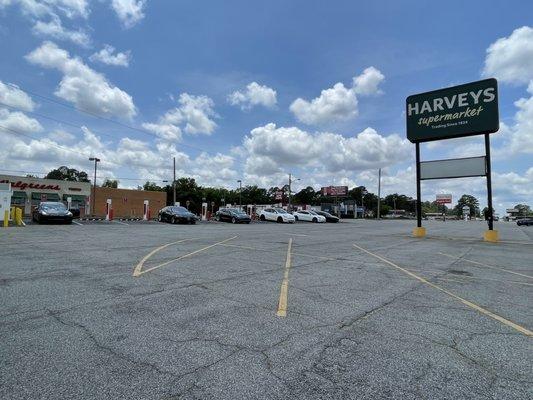 Tesla Chargers in the Harvey's Parking Lot