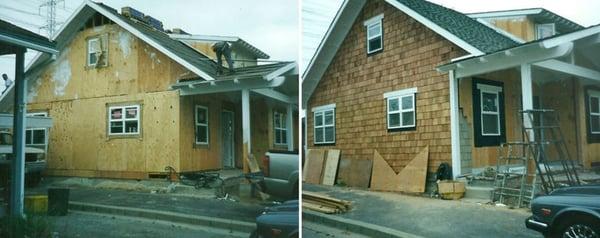 New shingle roof and siding. The siding is made of Cedar wood shingles, and the roof is made of 40-year Elk shingles.