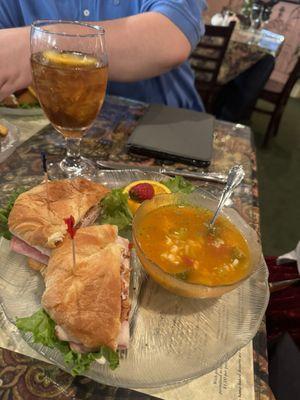 Turkey croissant with chicken gumbo