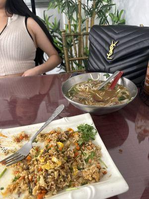 Combination fried rice and a combination beef pho