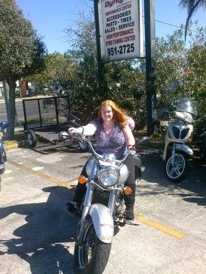 Me sitting on my boyfriend's old motorcycle at BSB (Brevard Super Bike)