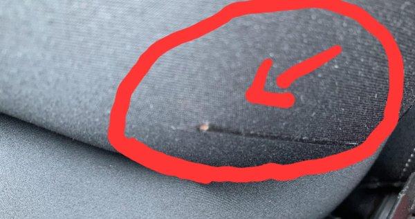 Hole in my pants where the nail or metal punctured my skin.