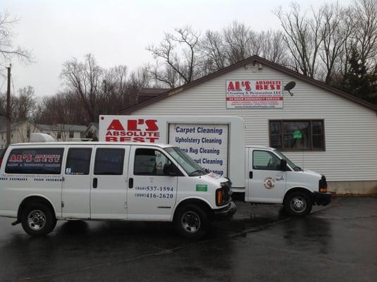 Our store front with two of our service trucks!