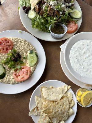 Tzatziki Soup Hummus Appetizer Extra Pita bread Chicken Combo Plate