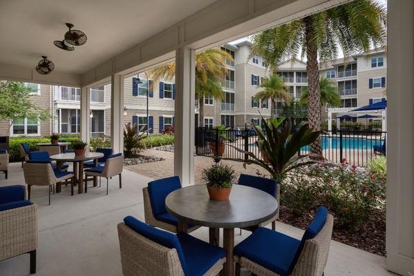 Outside pool side dining area